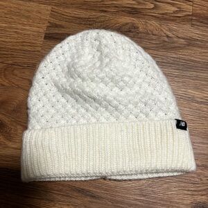 New Balance White Knit Beanie